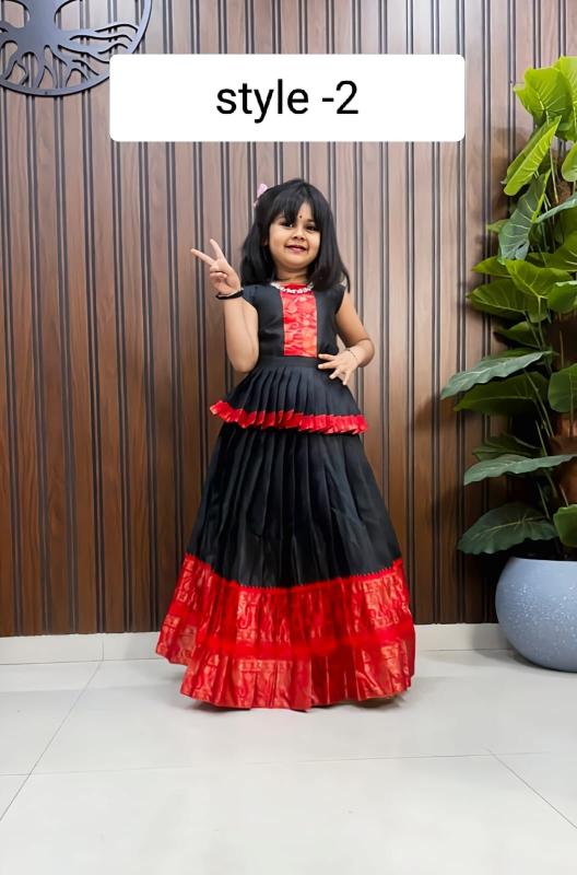 STYLE KIDS LAHENGA silk Black Kids clothing supplier in Gujarat